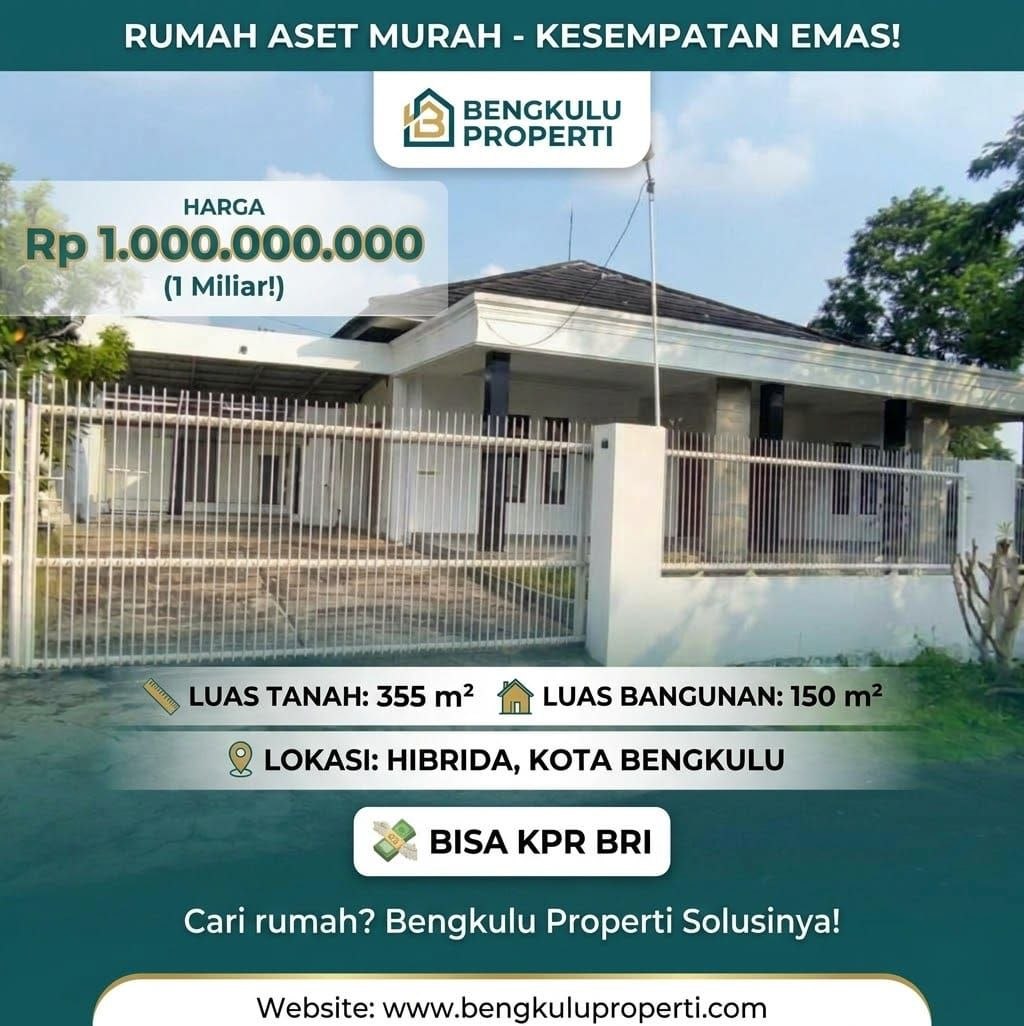Rumah Minimalis Mewah + Tanah Murah Hibrida Kota Bengkulu